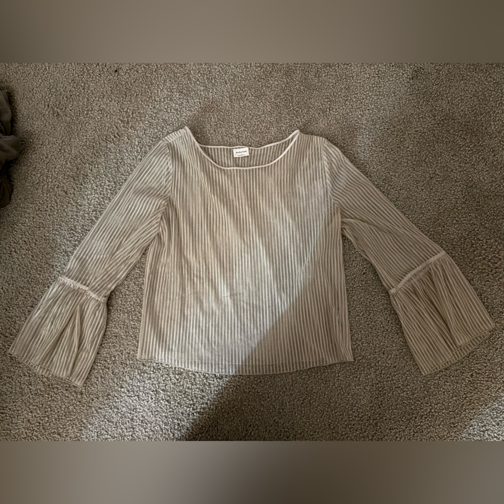 Babaton Beige Striped Knit Top